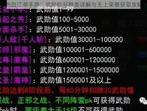 热血江湖手游：武勋称号种类详解与无上荣誉获取攻略