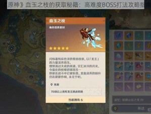 《原神》血玉之枝的获取秘籍：高难度BOSS打法攻略指南