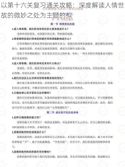 以第十六关复习通关攻略：深度解读人情世故的微妙之处为主题的拟