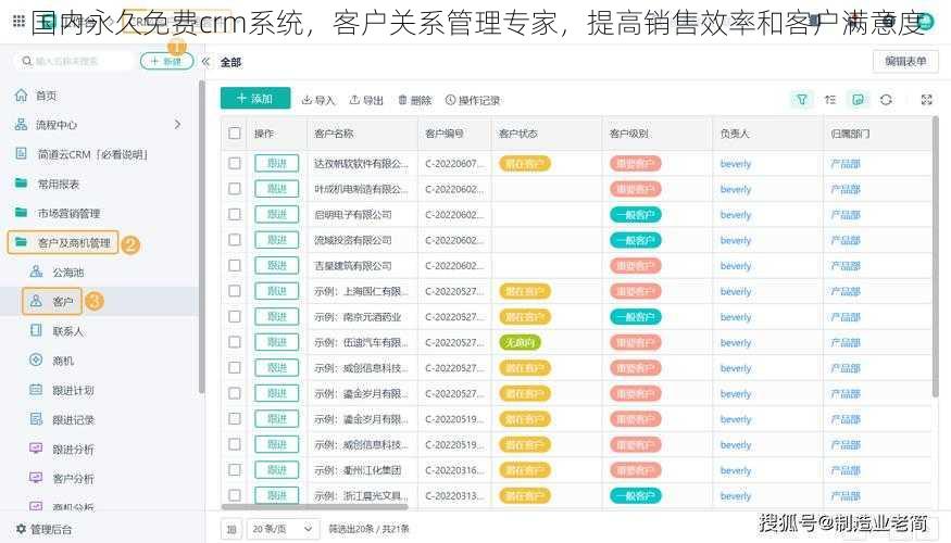 国内永久免费crm系统，客户关系管理专家，提高销售效率和客户满意度