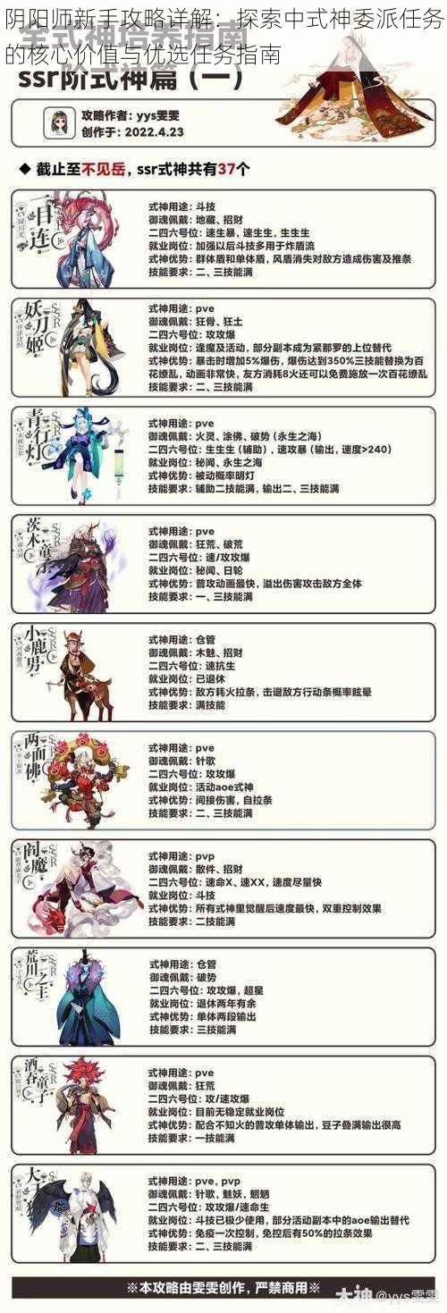 阴阳师新手攻略详解：探索中式神委派任务的核心价值与优选任务指南