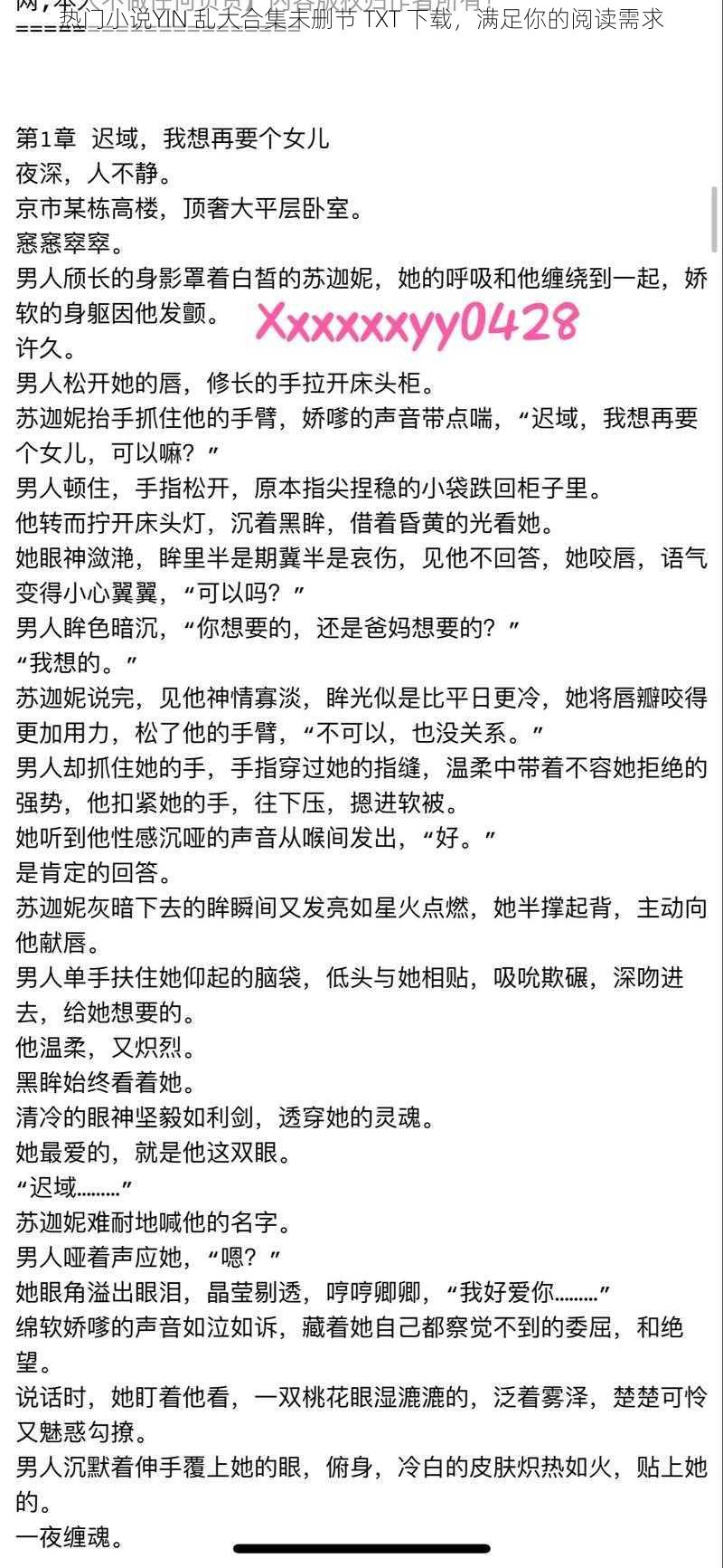 热门小说YIN 乱大合集未删节 TXT 下载，满足你的阅读需求