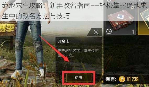 绝地求生攻略：新手改名指南——轻松掌握绝地求生中的改名方法与技巧