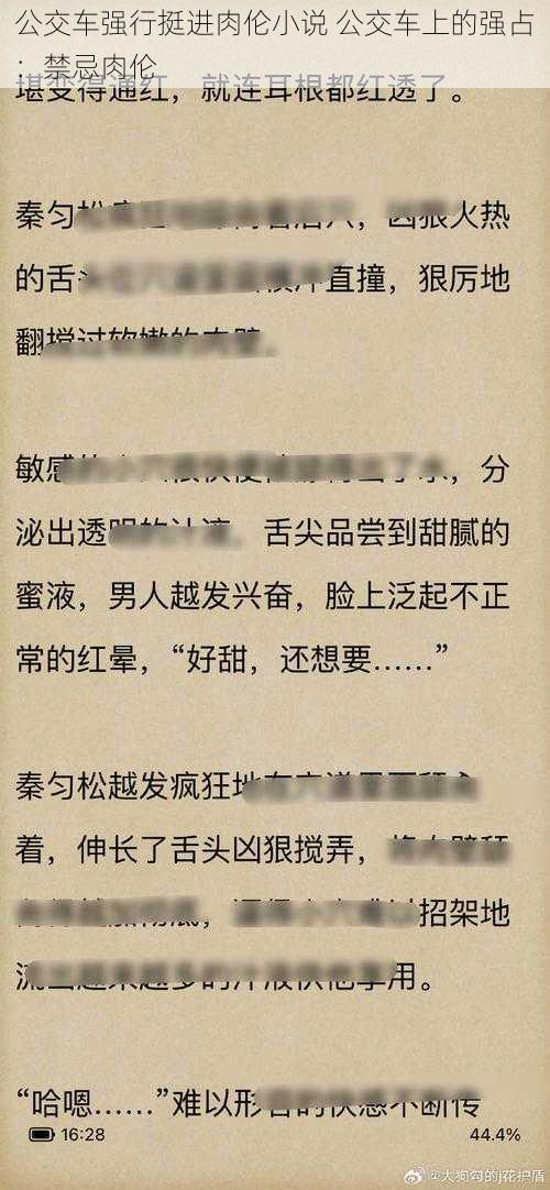 公交车强行挺进肉伦小说 公交车上的强占：禁忌肉伦