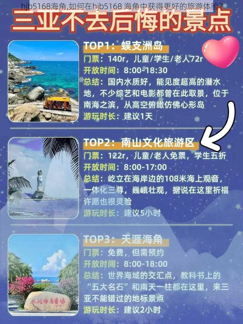 hjb5168海角,如何在hjb5168 海角中获得更好的旅游体验？