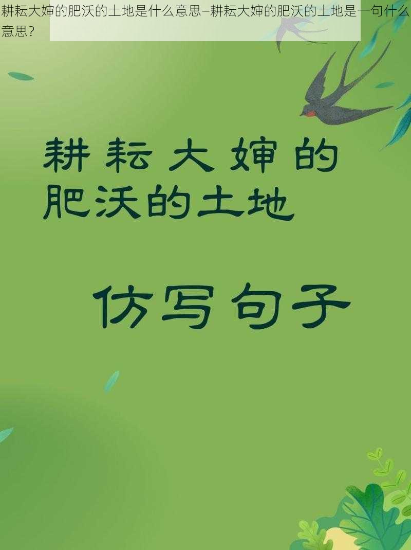 耕耘大婶的肥沃的土地是什么意思—耕耘大婶的肥沃的土地是一句什么意思？