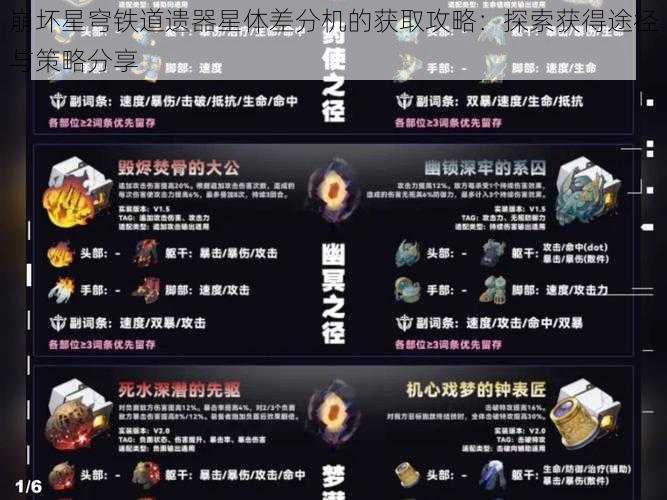 崩坏星穹铁道遗器星体差分机的获取攻略：探索获得途径与策略分享