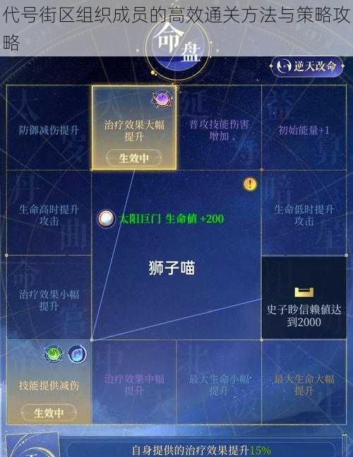 代号街区组织成员的高效通关方法与策略攻略