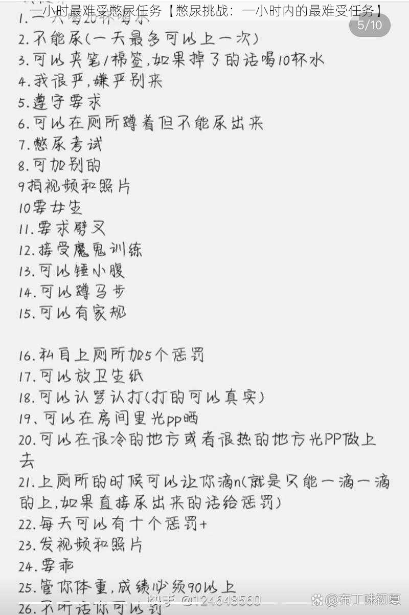 一小时最难受憋尿任务【憋尿挑战：一小时内的最难受任务】