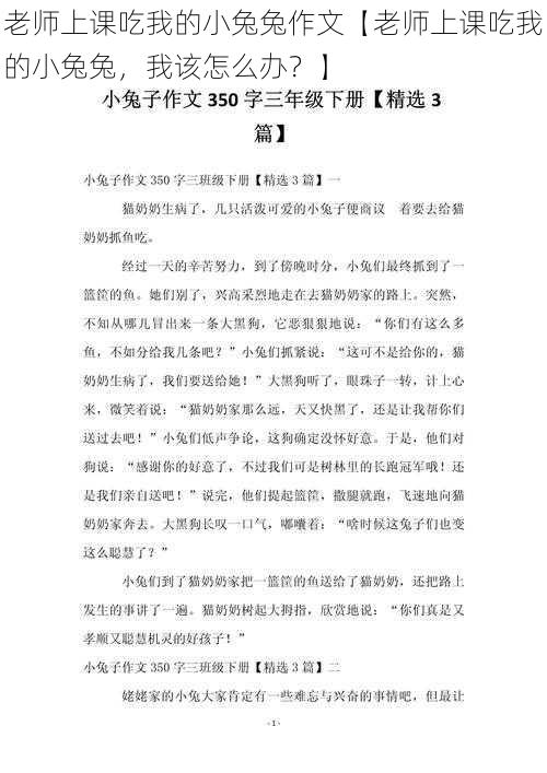 老师上课吃我的小兔兔作文【老师上课吃我的小兔兔，我该怎么办？】