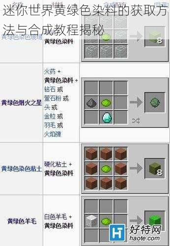 迷你世界黄绿色染料的获取方法与合成教程揭秘