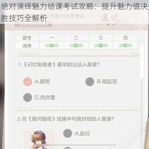 绝对演绎魅力结课考试攻略：提升魅力值决胜技巧全解析