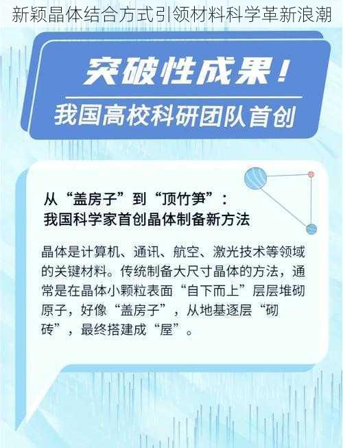 新颖晶体结合方式引领材料科学革新浪潮