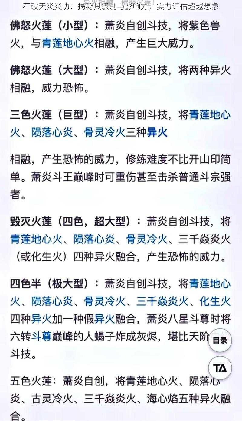 石破天炎炎功：揭秘其级别与影响力，实力评估超越想象