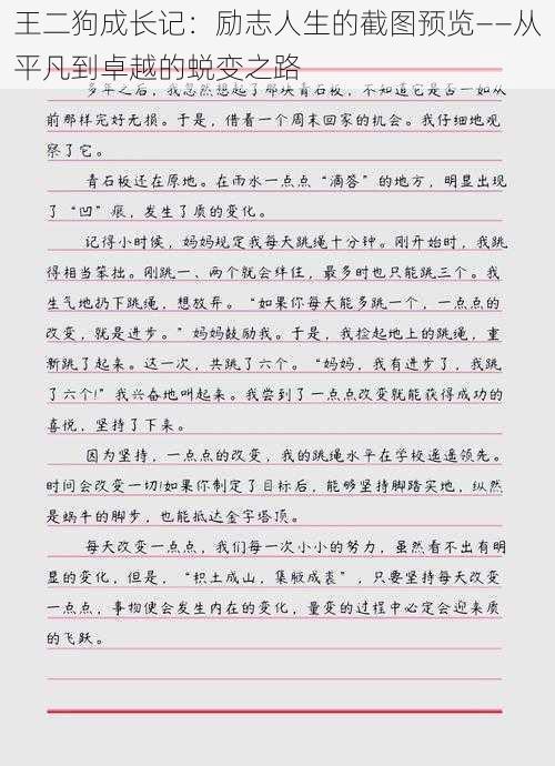 王二狗成长记：励志人生的截图预览——从平凡到卓越的蜕变之路