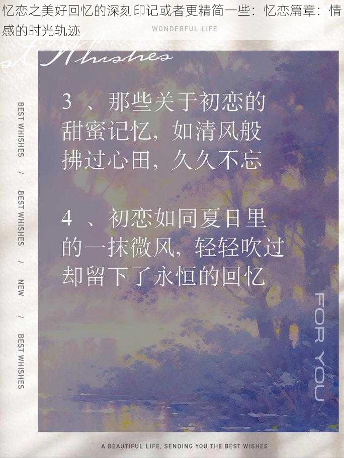 忆恋之美好回忆的深刻印记或者更精简一些：忆恋篇章：情感的时光轨迹