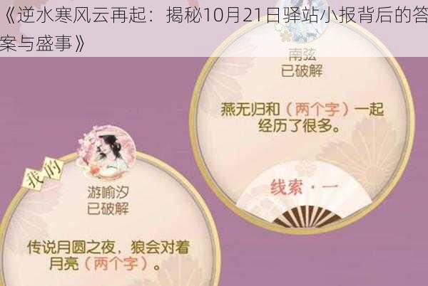 《逆水寒风云再起：揭秘10月21日驿站小报背后的答案与盛事》